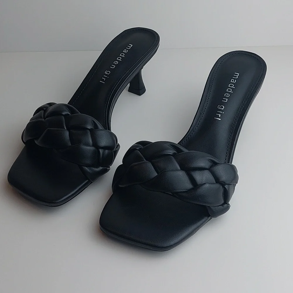 Madden girl women's sandals‎ kitten heels shanaa black size 6.5M